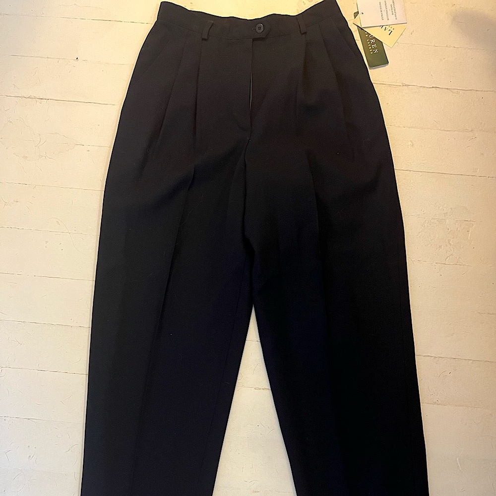 Ralph Lauren Wool pleated taper NAVY pants